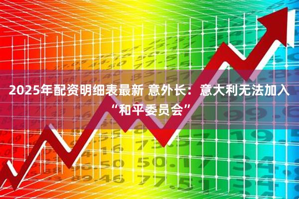 2025年配资明细表最新 意外长：意大利无法加入“和平委员会”